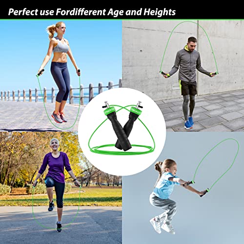 Synergee Electric Green Speed Jump Rope - (2) Adjustable 10 Ft Cable - Steel Ball Bearings - for Crossfit, MMA, Boxing & Fitness, Anti-Slip Handles.