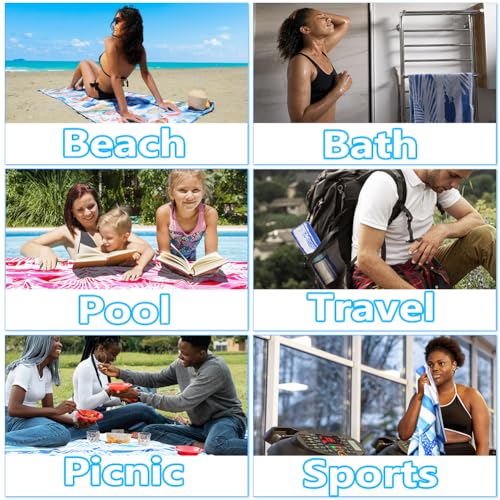 Widdonen Microfiber Beach Towel,Compact 2 Pack-71x32 Inch with Bag Travel - color: 2 Pack Blue Peank Dream World