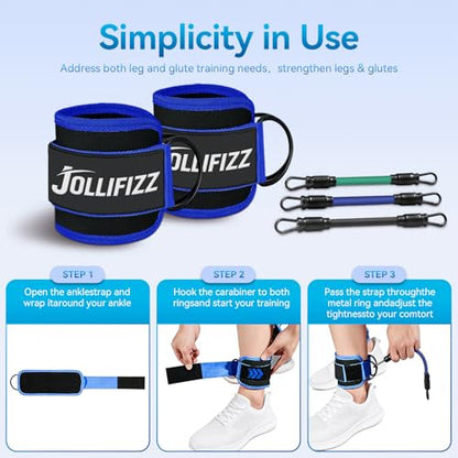 Ankle Resistance Bands with Cuffs &Booty Bands Set,Ankle Straps for Cable Machines for Leg,Booty,Glute,Hip,Butt,Workout Home Gym Equipment,Exercise Bands for Fitness,Yoga,Physical Therapy