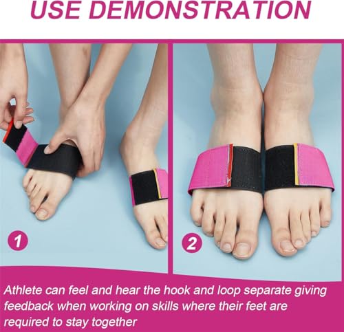 Sticky Toes for Gymnastics, 2 Pairs Tumbling Trainer Aid Equipment, Adjustable Elastic Foot Bands, Back Flip Tuck Handspring Training Straps for Kids Adults Gymnastics Cheerleading Diving Practice
