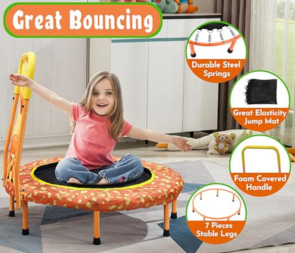 36 Inch Kids Trampoline Mini Trampoline with Handle, 36'' Indoor Outdoor Trampolines for Kids, Toddler Small Mini Baby Fitness Rebounder Recreational Trampolines, Birthday Gift Ideas