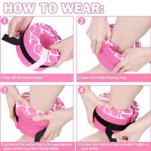 Hikeen Swim Aquatic Cuffs,High-Density EVA Water Aerobics Float Ring Fitness Pool Exercise Weights Set, Water Ankles Arms Belts with Adjustable Float for Swim Fitness Training