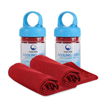 Sports Towel for Instant Cooling Relief Microfiber Towels for Golf Workout Swimming Gym Yoga Travel Camping Fitness 40"x12" Sweat Towel (Dark Red 2 Pack)