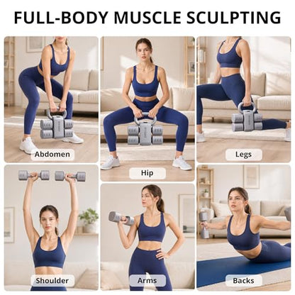 RYGEO Adjustable Dumbbell Set of 2, 4-in-1 Free Weights for Women & Men, Quick-Adjust Hand Weights 2lb, 3lb, 4lb, 5lb, Ideal for Home Gyms, Chest Press Machines & Twisters.