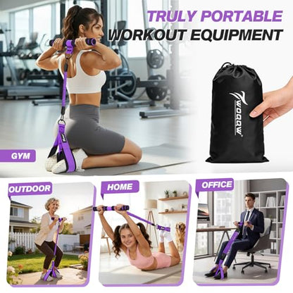 WOQQW Multifunction Pedal Resistance Band with Handle, Upgraded 3 Tube Adjustable Foot Resistance Bands for Core, Arm, Legs, Body Puller Trainer - Sit Up Exercise Equipment for Women Men