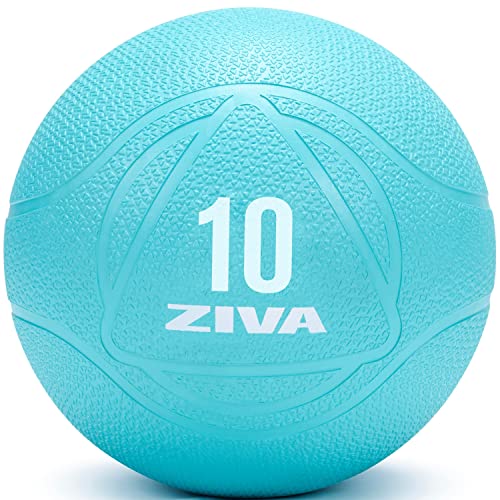 ZIVA Medicine Ball – Durable Rubber Weighted Ball with Easy-Grip Textured Shell for Core, Balance and Strength Training – Commercial Quality (Turquoise, 4–12 lb) - style: 10 Pounds