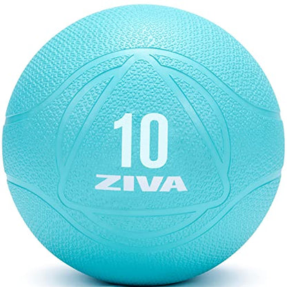 ZIVA Medicine Ball – Durable Rubber Weighted Ball with Easy-Grip Textured Shell for Core, Balance and Strength Training – Commercial Quality (Turquoise, 4–12 lb) - style: 10 Pounds