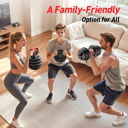 FITPLAM Adjustable dumbbell set,20/35/45/55/70/90lbs Free Weights set with upgraded nut, 5 in 1 Weight Set Used as Kettlebells, Barbell, Push up Stand, Fitness Exercise for Home Gym Suitable Men/Women - style: 45LB Total(22.5LB Each)