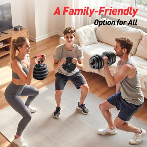 FITPLAM Adjustable dumbbell set,20/35/45/55/70/90lbs Free Weights set with upgraded nut, 5 in 1 Weight Set Used as Kettlebells, Barbell, Push up Stand, Fitness Exercise for Home Gym Suitable Men/Women