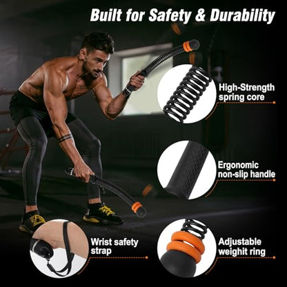 Adjustable Ropeless Battle Ropes, Weighted Cordless Battle Ropes for Home Gym, Quiet Non-Slip Exercise Ropes for Home Workout, Portable Battle Rope for HIIT Strength & Low-Impact Cardio