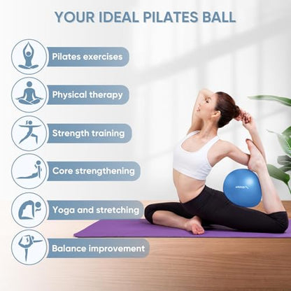 APEXUP 9 Inch Pilates Ball Small Exercise Ball for Yoga, Fitness, Balance, Core Workout, Physical Therapy
