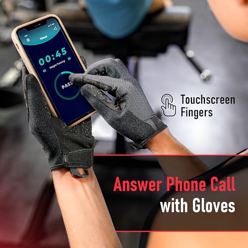 COOLJOB Padded Gym Workout Gloves for Men, Non-Slip Grip Breathable Touchscreen Sports Gloves for Cycling Driving, S-XL Black - size: Small