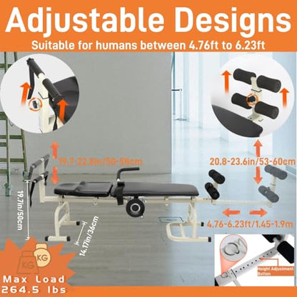 Lumbar Traction Bed, Cervical Spine Stretcher Machine Adjustable Length, Back Stretcher Traction Spinal Decompression Devices Therapy Massage Table, Black