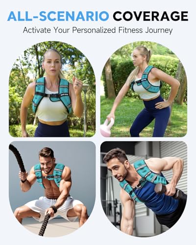 Weighted Vest for Men Women, 6/8/12/16/20/25lbs with Detachable Phone Pouch - color: Blue, size: 8LB