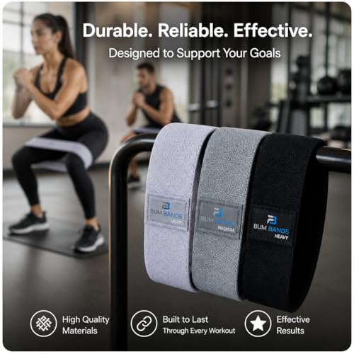 Bum Bands Resistance Bands Set for Glutes, Hips & Thighs – Fabric Booty Bands for Women, Workout Bands for Legs & Home Gym, Exercise Resistance Bands for Working Out, Fitness Equipment