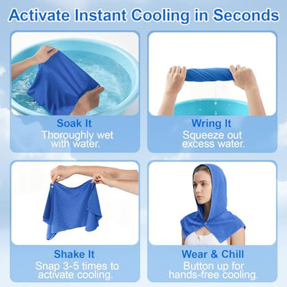 1 Pack Cooling Hoodie Towels for Neck and Face, UPF 50 Sun Protection & Instant Cooling Towels for Hot Weather, Soft Breathable Towel for Work Out, Sport, Gym, Camping & More Activities