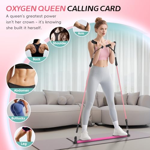 Pilates Bar Kit with Resistance Bands, Portable Pilates Bar for Home Gym Yoga & Full Body Workouts, Pilates Equipment for Women, Fitness Set for Strength Stretching Flexibility Training