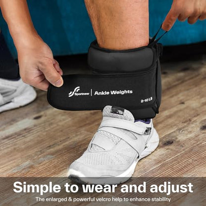 Sportneer 20lbs/Pair Adjustable Ankle Weights for Women and Men, Modularized Leg Weight for Yoga, Walking, Running, Aerobics, Gym, Physical Therapy