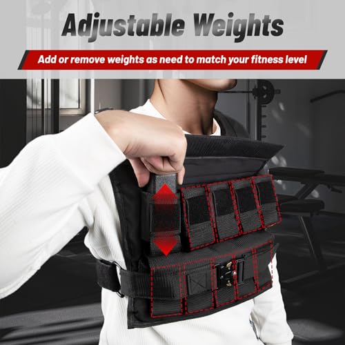 Weighted Vest Men 26lbs | 35lbs | 45lbs, Weighted Workout Vest With Removable Iron Weights, Weight Vest for Men and Women, Heavy Duty Weighted Exercise Vest for Strength Training Running Walking