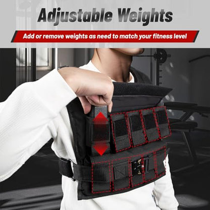 Weighted Vest Men 26lbs | 35lbs | 45lbs, Weighted Workout Vest With Removable Iron Weights, Weight Vest for Men and Women, Heavy Duty Weighted Exercise Vest for Strength Training Running Walking