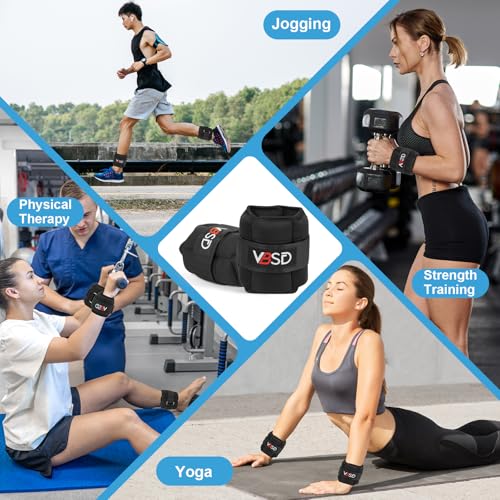 Adjustable Ankle Weights for Men Women, 2 4 6 8 10 lbs 1 Pair Leg Weight Straps, Weighted Ankle Weight Set with Removable Sandbags for Walking Running Yoga Physical Therapy Gym Home Workout