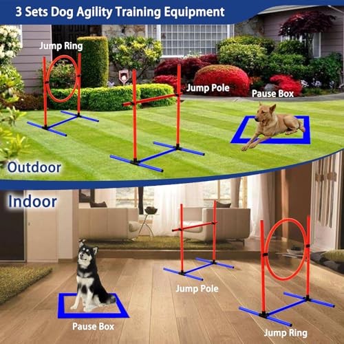 Dog Agility Set, Jump Ring, Jump Poles, Pause Box & Bag - size: 3-Sets Hurdles
