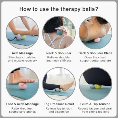 Therapy Massage Balls (2-Pack), High-Density Fascia Balls for Targeted Muscle Relaxation & Daily Recovery - Tranquil Blue + Dawn Yellow (65D+50D) - color: Tranquil Blue + Dawn Yellow (65d+50d)