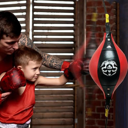 Speed Bag - Reflex Training Boxing Ball, Heavy Duty Endurance Practice Punching Bag | Stress Relief Equipment, Fitness Training Punch Ball for Teens Adults Home Gym Combat Workout - color: Black red