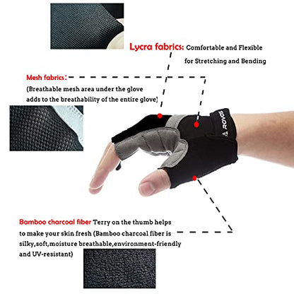 Men & Women Cycling Gloves - 5mm Padded Half Finger Breathable Mountain & Road Biking Gloves - color: Black, size: Small