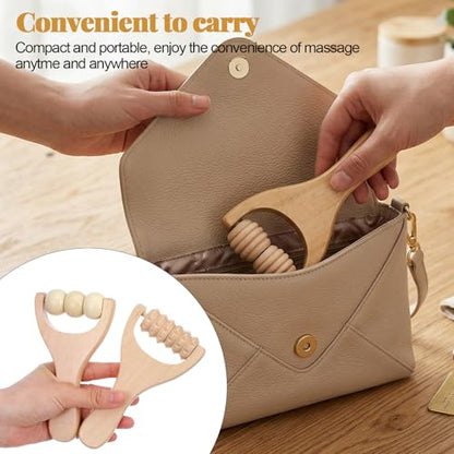3Pcs Wooden Massage Tools - Handheld Wooden Massage Roller for Full Body Muscle Men Women