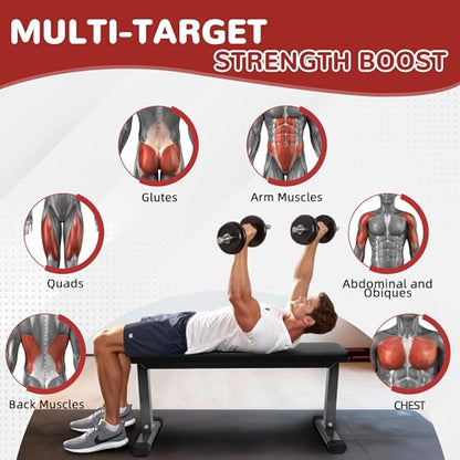 Fitvids Flat Utility Weight Bench for Home Gym Weight Training – Ab Exercises and Flat Exercise – nan – Gray/Black