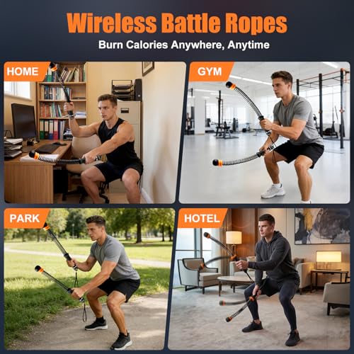 Cordless Battle Ropes with Adjustable Weighted Ropeless Battle Rope for Home Gym Exercise, Portable Workout Equipment for Strength Training & Cardio Fitness for Women & Men