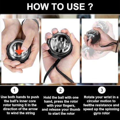 Wrist Power Gyro Ball with Counter, Curaball Torque Ball Hand Exerciser for Grip Strength Arm Trainer Chest Workout Equipment, Portable Resistance Trainer