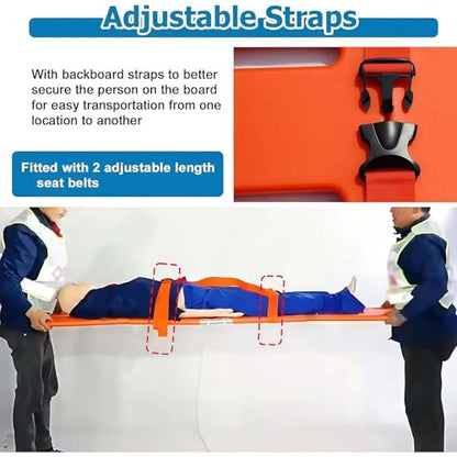 Foldable Spine Board Stretcher, EMT Transfer Backboard for Patient, 4-Fold Design, Lightweight PE Plastics Ambulance Stretcher, for Patient Transfer