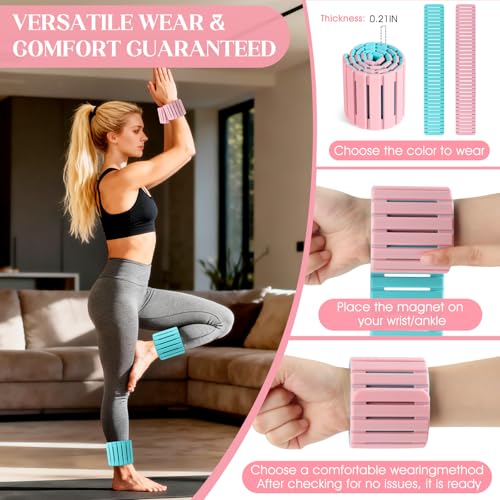 Wrist Weights, Adjustable Magnetic Leg & Arm Weights Bangles 2 Pcs (1LB Each) Silicone Ankle Weights for Women & Men, fits for Gym, Running & Walking, Swimming, Yoga & Pilates