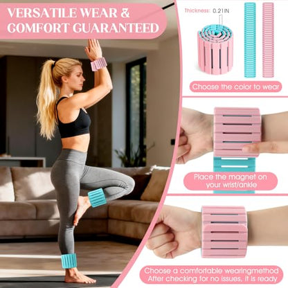 Wrist Weights, Adjustable Magnetic Leg & Arm Weights Bangles 2 Pcs (1LB Each) Silicone Ankle Weights for Women & Men, fits for Gym, Running & Walking, Swimming, Yoga & Pilates