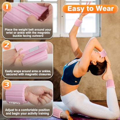 Wrist Weights,Ankle Weights for Women Men,Adjustable Magnetic Silicone Weights Training Intensity for Home Gym Workout,Running,Yoga,Exercise,Strength Training,Set of 2 (1.1LB Each)