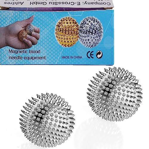 Magnetic Balls, Silver Massage Balls - 1 Pair, Adults & Kids Relief for Pain & Stress, Spiky & Acupuncture Massage for Hands - color: Sliver, size: 32 mm