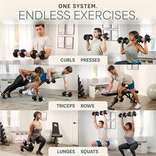 Lifepro Adjustable Dumbbells & Weights for Home Gym, Quick-Adjust - color: Black & Blue