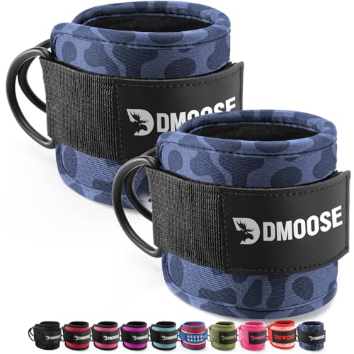 DMoose Fitness Ankle Strap for Cable Machine - One Size Fit with Premium Padding Cuffs, Ankle Bands for Working Out, Booty Workouts, Leg Extension, Hip Abductors, Kickbacks & Lower Body Exercises - color: Purple Leopard - Pair