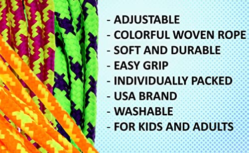 JA-RU 7ft Adjustable Jump Rope (Jump Rope) Nylon Braided Jump Ropes for Kids. Indoor & Outdoor Activities for Teens. Bulk Party Favor & Gymnastics Goodie Bag Stuffers. 1995