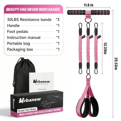 Pedal Resistance Band with Handle, 90LBS Adjustable Exercise Band - color: Pink