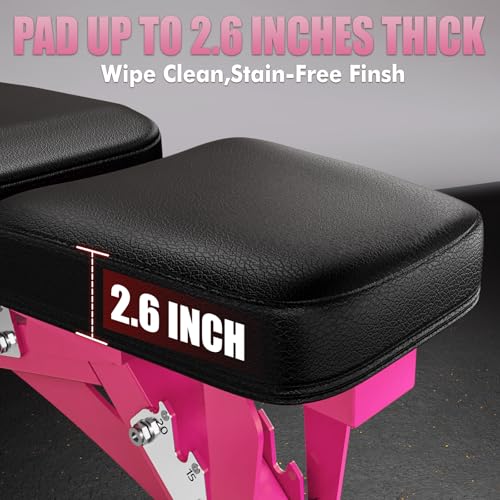 RitFit Adjustable/Foldable Utility Weight Bench for Home Gym - color: PINK