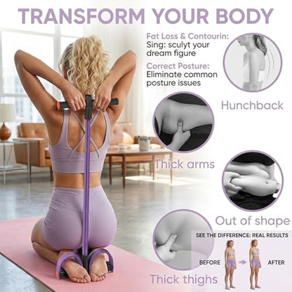 Pedal Resistance Band with Handles, Purple, Upgraded 6-Tube | Pedal Puller for Home Workouts, Full-Body, Core Strength, Arm Training and Leg Exercises
