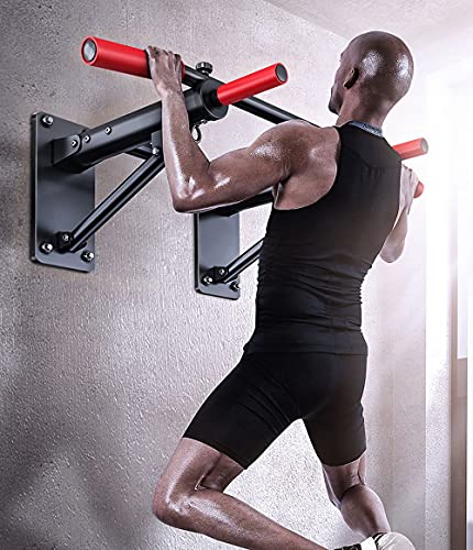 Wall Mounted Pull Up Bar, Strength Training Pull-UP Bars, Heavy Duty Wall Mount Chin Up Bar for Home Gym Indoor Outdoor, Maximum Weight 660 Lbs (Black)