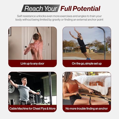 Bullworker ISO-FLO Suspension Trainer Straps, Portable Home Gym for Full Body Strength Training, Isometric Exercise Equipment and Self Resistance Band, Cable Machine for Chest, Arms, & Back Workouts