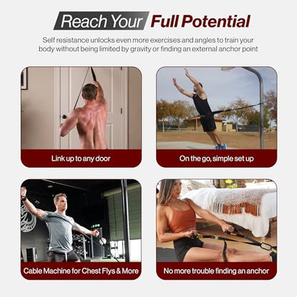 Bullworker ISO-FLO Suspension Trainer Straps, Portable Home Gym for Full Body Strength Training, Isometric Exercise Equipment and Self Resistance Band, Cable Machine for Chest, Arms, & Back Workouts