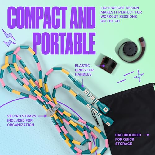 Sportbit Custom-Fit Beaded Jump Rope – Adjustable Length for Kids & Adults, Men & Women – Durable Fitness Rope for Gym & Home