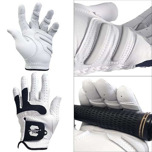 Golf Glove Bearing Capacity Non Slip No Slice pad Premium Leather Power Pad Left Hand, MAN-Small, White - size: Man XL_Right Hand