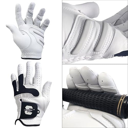 Golf Glove Bearing Capacity Non Slip No Slice pad Premium Leather Power Pad Left Hand, MAN-Small, White - size: Man XL_Right Hand